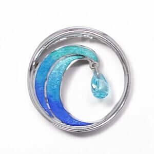 Sterling Silver Never Quit Psalm Blue Enamel Slider Pendant Crystal 1 Inch